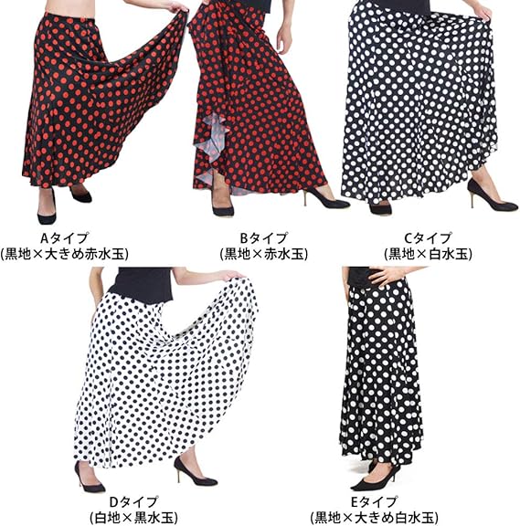 フラメンコ衣装⚫︎水玉　黒×白ドット　内側フリル赤サテン　BULERIAS フラメンコ衣装⚫︎水玉 黒×白ドット 内側フリル赤サテン